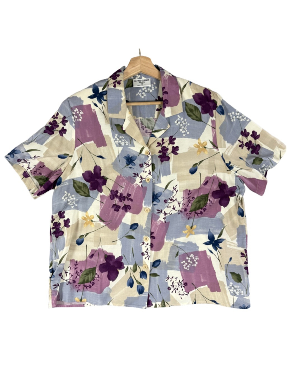 Vintage Alfred Dunner Floral Button Up Blouse Womens 18 Petite Pastel Artsy